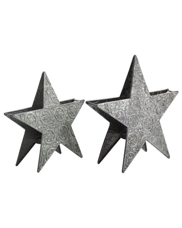 Set med 2 TORNIO ljusstakar Metall 30/26 cm Silver Lumarko!