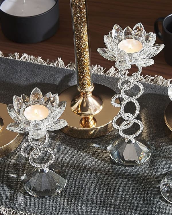 Ljusstake OVIEDO Glas 27 cm Silver Lumarko!