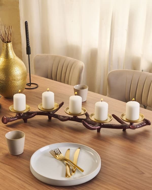 Ljusstake CLEONAE Metall 7 cm Brun Lumarko!