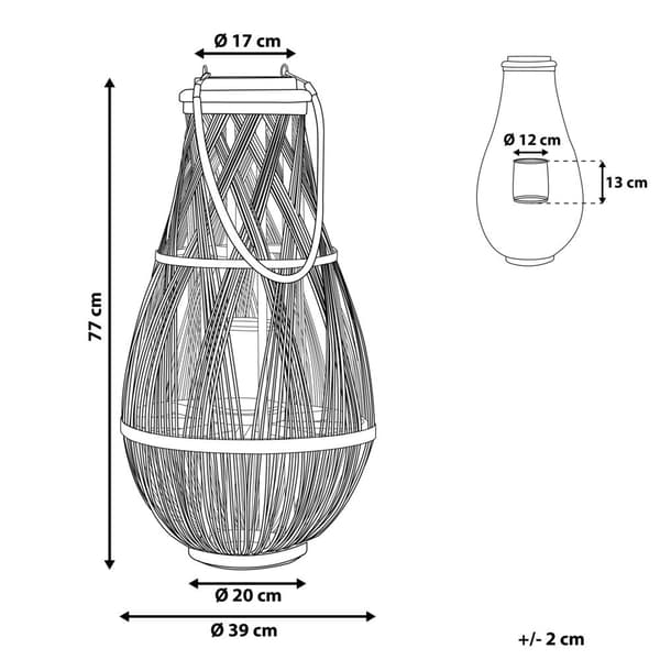 TONGA Lyhty Puinen 77 cm Luonnonvärinen Lumarko!
