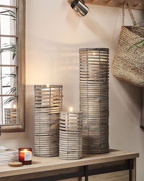 Set med 3 ljusstakar ROVARE 60/39/25 cm Grå Lumarko!