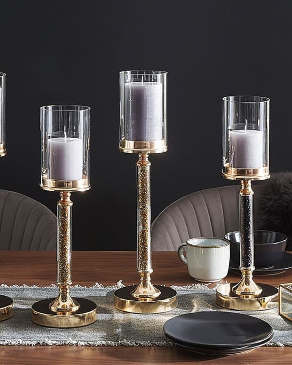 ABBEVILLE Ljusstake Glas 41 cm Svart Lumarko!