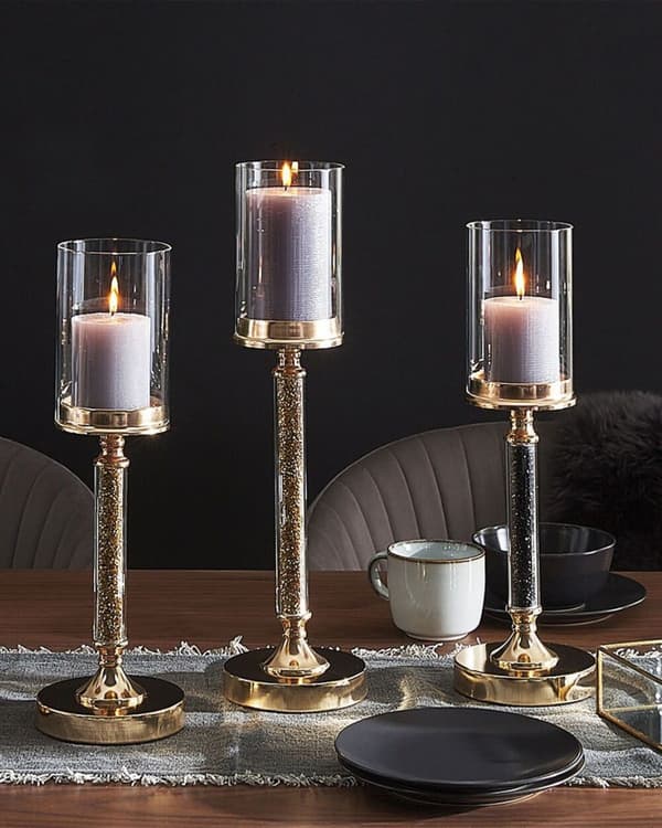 ABBEVILLE Ljusstake Glas 41 cm Svart Lumarko!