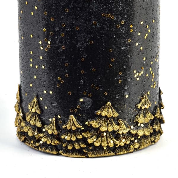 Ljuslykta Cylinder Skog Svart och Guld 120 Lumarko!