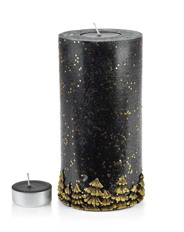 Ljuslykta Cylinder Skogssvart Guld 240 Lumarko!