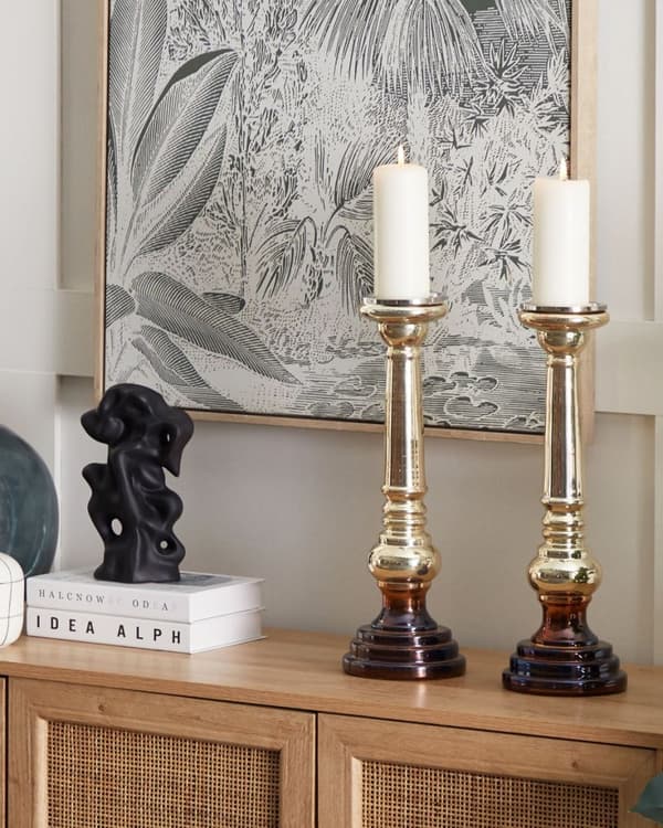 Set med 2 ljusstakar IMARTI Glas 40 cm Guld Lumarko!