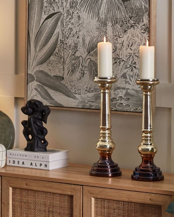 Set med 2 ljusstakar IMARTI Glas 40 cm Guld Lumarko!