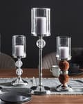 Miniatyrbild 3 av 7: COTUI Ljusstake Glas 58 cm Silver Lumarko!