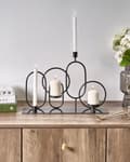 Miniatyrbilde 2 av 6: Lysestake i Svart Jern for 4 Stearinlys Moderne Geometrisk Stil