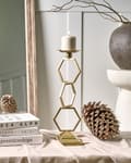 Miniatyrbilde 2 av 6: Lysestake i Gulljern 44 cm til Søyle Stearinlys i Tradisjonell Stil Glamour