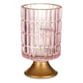 Miniatyrbild 1 av 2: LED-lykta Ränder Rosa Gyllene Glas (10,7 x 18 x 10,7 cm)