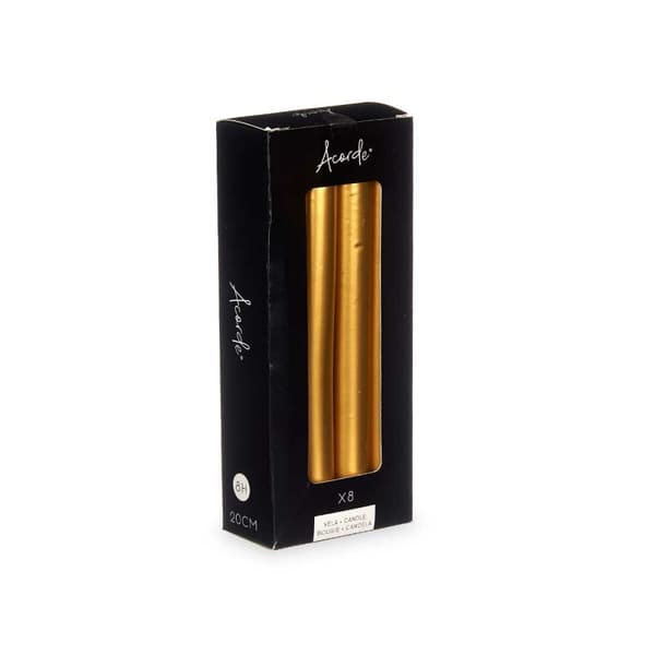 Set med levande ljus Acorde 126-D-AR Gyllene 2 x 2 x 20 cm (12 antal)