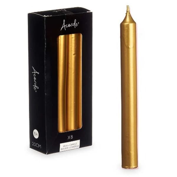 Set med levande ljus Acorde 126-D-AR Gyllene 2 x 2 x 20 cm (12 antal)