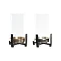 Miniatyrbillede 1 af 3: Lyseholder DKD Home Decor 15 x 15 x 28 cm Champagne Krystal Sølvfarvet Sort Aluminium (2 enheder) (2 unidades)
