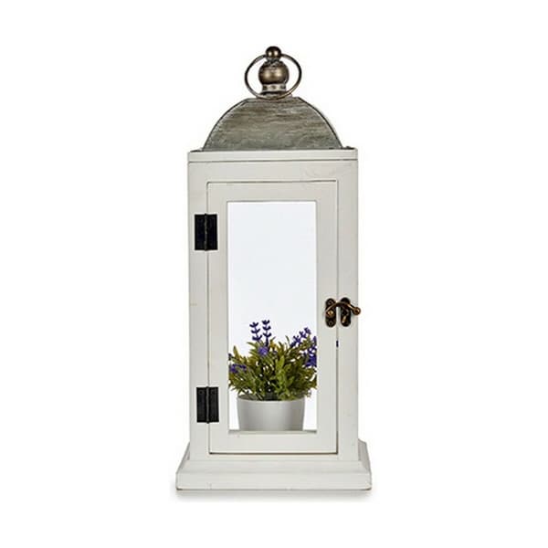 Laantarn Sølvfarvet Metal Træ Hvid (18 x 43 x 18 cm) (6 enheder)