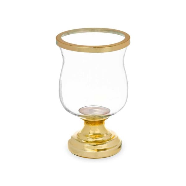 Lyseholder Vinglas Gylden Stål 15,5 x 26 x 15,5 cm (6 enheder)
