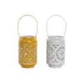 Miniatyrbillede 1 af 3: Lyseholder Home ESPRIT Gul Hvid Jern 15 x 15 x 26 cm (2 enheder)