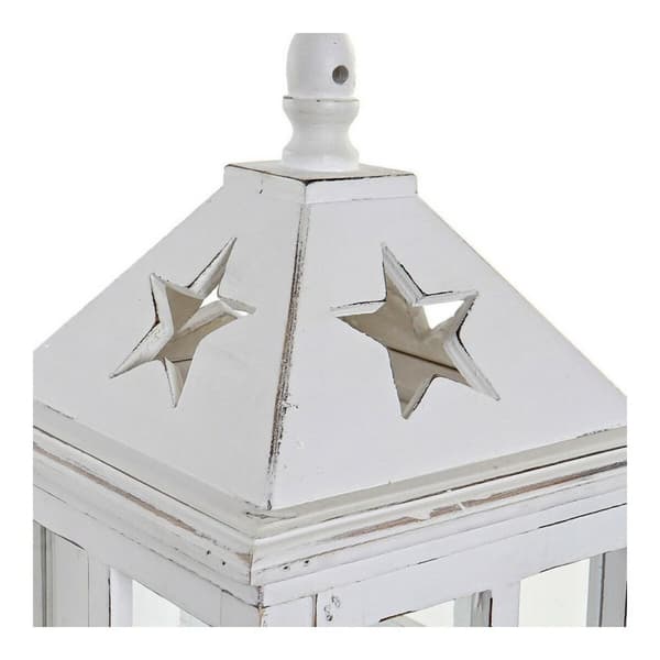 Lanterna DKD Home Decor Hvid Krystal Fyrretræ (21 x 21 x 51 cm)