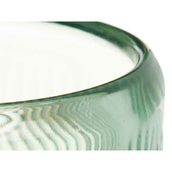 Ljusstakar Ränder Grön Glas 9 x 9,5 x 9 cm (12 antal)