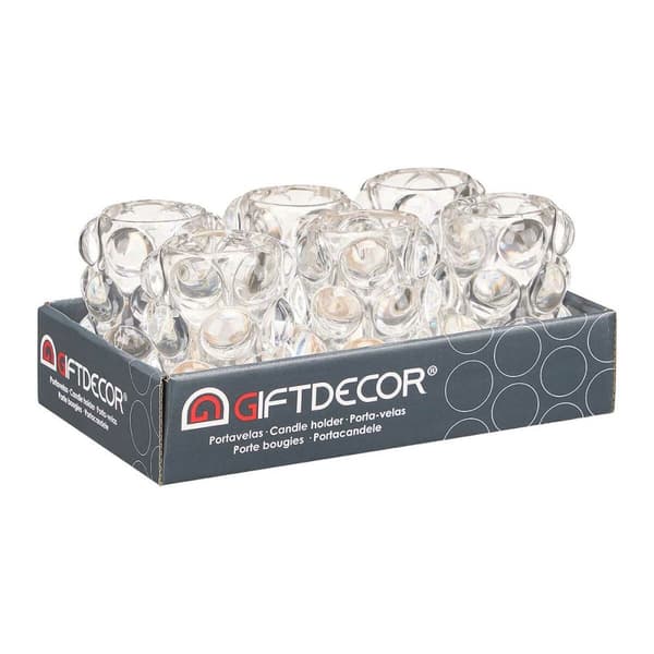 Ljusstakar Mikro-pärlor Transparent Glas 8,4 x 12,5 x 8,4 cm (12 antal)
