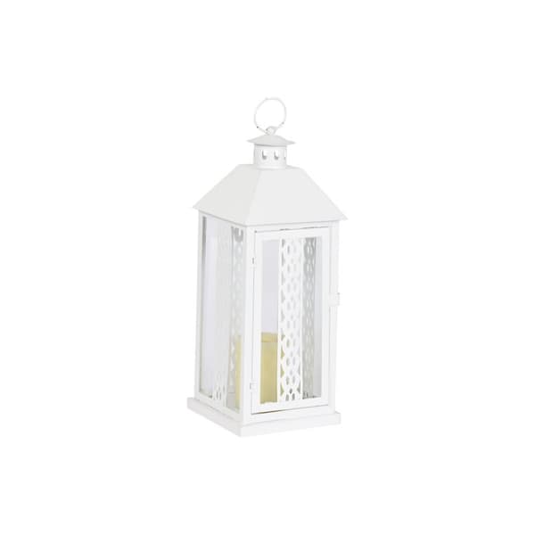 Lykta Home ESPRIT Vit Glas Järn Shabby Chic 20 x 20 x 55 cm (3 Delar)