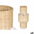 Miniatyrbild 1 av 3: Ljusstakar SG-29652 Transparent Naturell Glas Rattan 18 x 38 x 18 cm (4 antal)