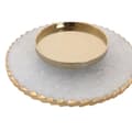 Miniatyrbillede 2 af 3: Lyseholder Home ESPRIT Hvid Gylden Krystal Marmor 25 x 25 x 27 cm