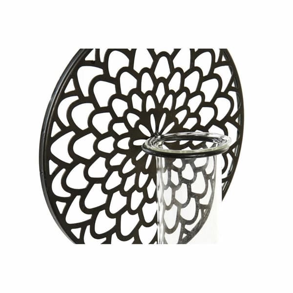 Ljusstakar DKD Home Decor Glas Svart Metall Trä Brun 20 x 20 x 36 cm