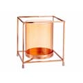 Miniatyrbillede 1 af 3: Lyseholder Firkantet Kobber Rav 14 x 15,5 x 14 cm Gylden Metal Glas
