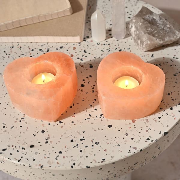 Himalayan Salt Heart Tea Light Holder (Pack of 2)