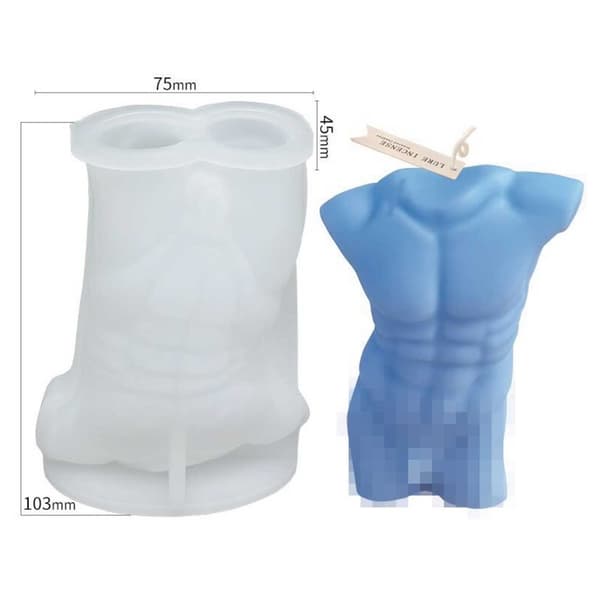 Lysform stearinlys 3D mænds krop 10 cm
