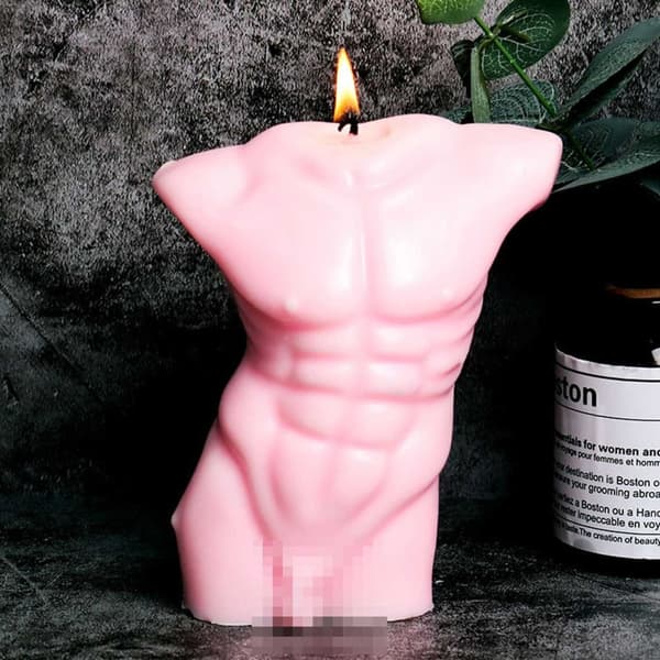 Lysform stearinlys 3D mænds krop 10 cm