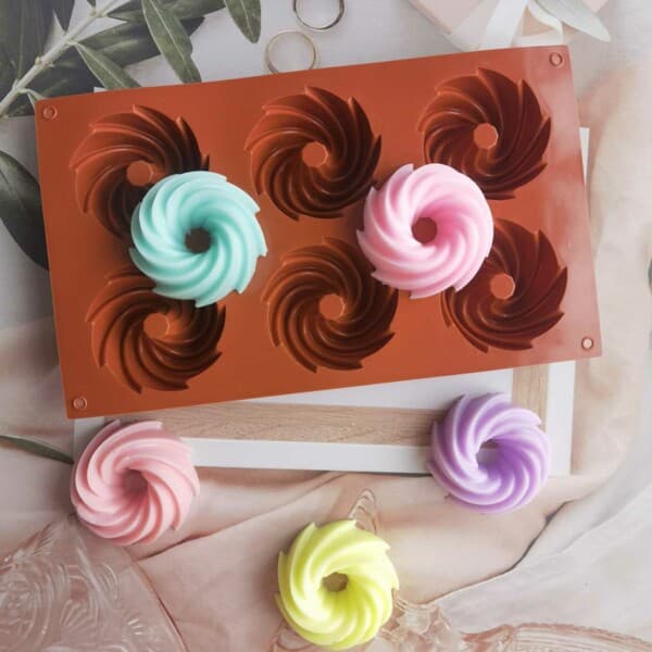 Silikon lysform stearinlys Diy 6st spiraler Donuts