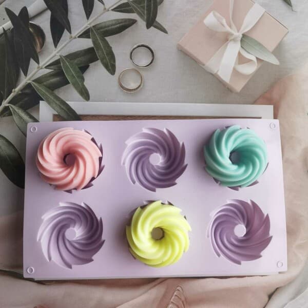 Silikon lysform stearinlys Diy 6st spiraler Donuts