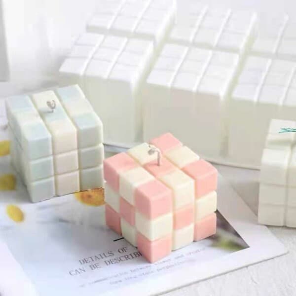 Silikon lysform stearinlys Diy 6st cubi rubics