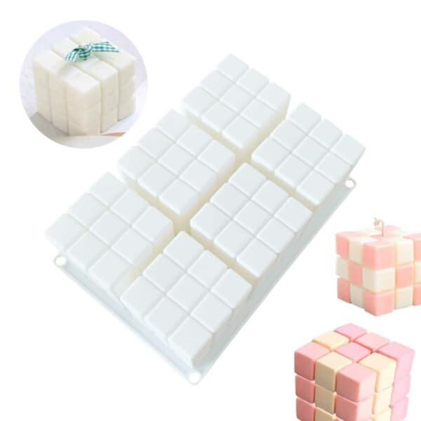 Silikon Ljusform Stearinljus DIY 6st Kuber Rubiks