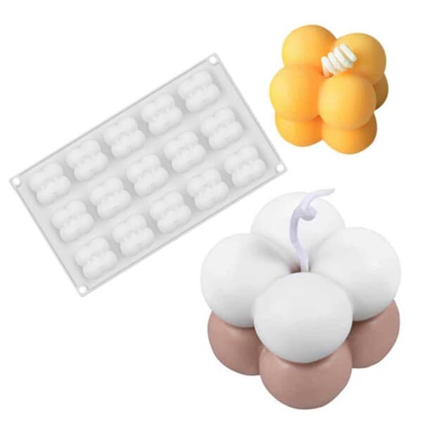 Lysform 15. mini -kubes - Silikon DIY Stearin Light 4cm
