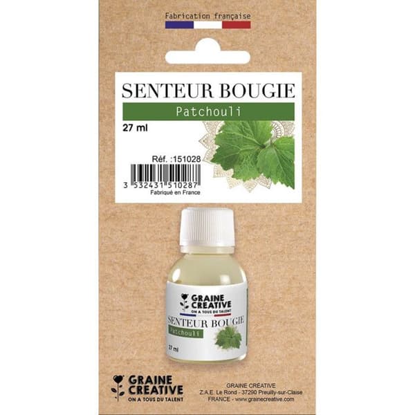 Doft för doftljus - Patchouli - 27 ml - Tillverkad i Frankrike - Kryddig doft - För DIY-ljus