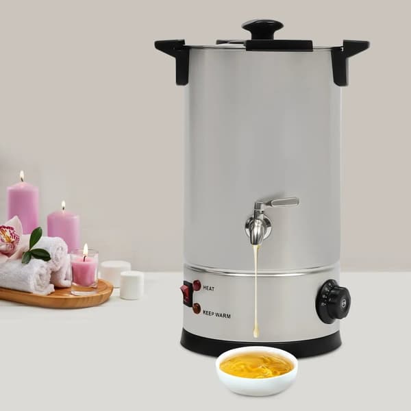 Voks Smeltetank, 10,5 Quart Kapacitet, Temperaturkontrol (30℃-110℃), 304 Rustfrit Stål,Sølv