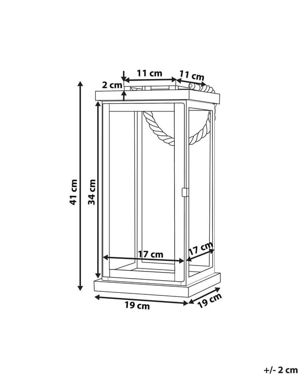Lanterne Mørkt Træ med Messing Rustfrit Stål Hærdet Glas 41cm af Lille Stearinlys Holder med Låge Bærehåndtag Indendørs Udendørs Indretning