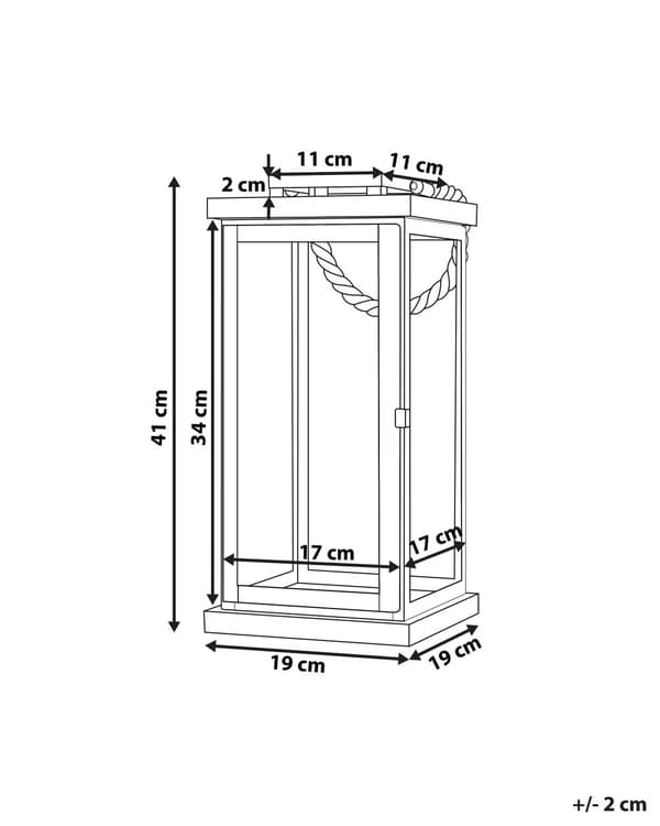 Lanterne Lyst Træ med Sølv Rustfrit Stål og Hærdet Glas 41 cm af Lille Stearinlys Holder med Låge Bærehåndtag Indendørs Udendørs Indretning