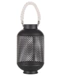 Pikkukuva 5 / 7: Lyhty musta 20 x 34 x 20 cm metalli matta köysikahva pyöreä kevyt
