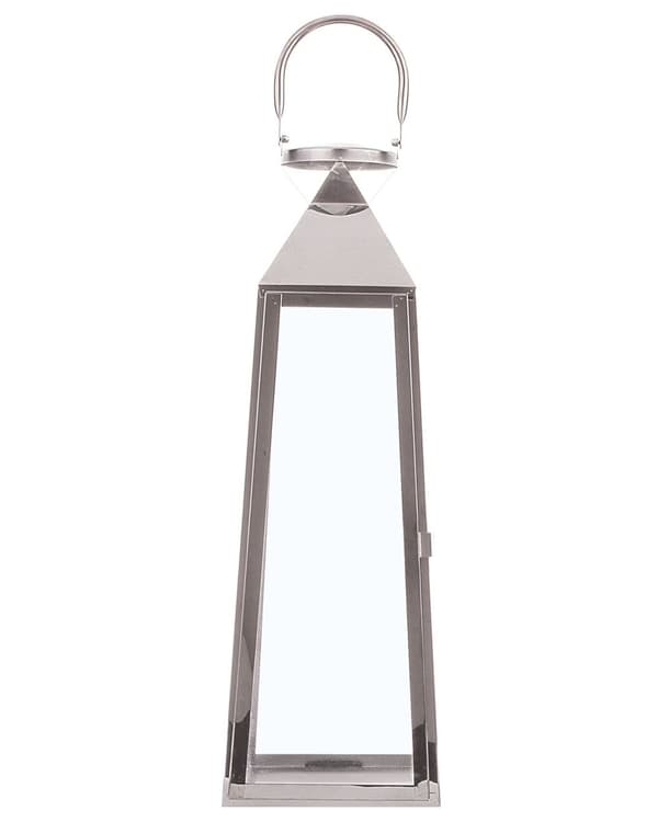 Lyhty hopea ruostumaton teräs karkaistu lasi kahvalla 17 x 53 x 17 cm neliö sisälle ulos moderni