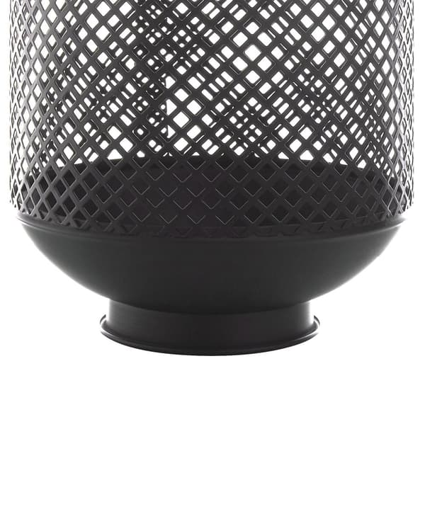Lanterne Sort Mat Metal 34 x 20 cm Dekorativ Bloklys Holder Net Mønster med Reb Bærehåndtag Moderne Gulv Bordpynt Stue Indretning Tilbehør