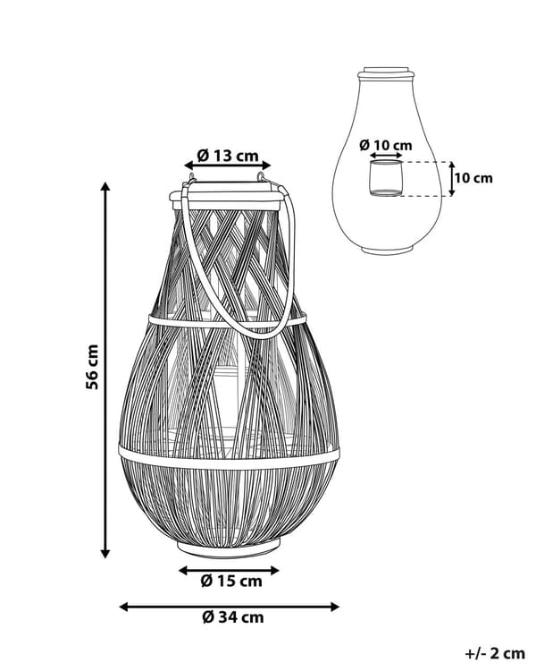 Dekorativ lyst bambus lanterne 56 cm Dekorativ lanterne til et stearinlys