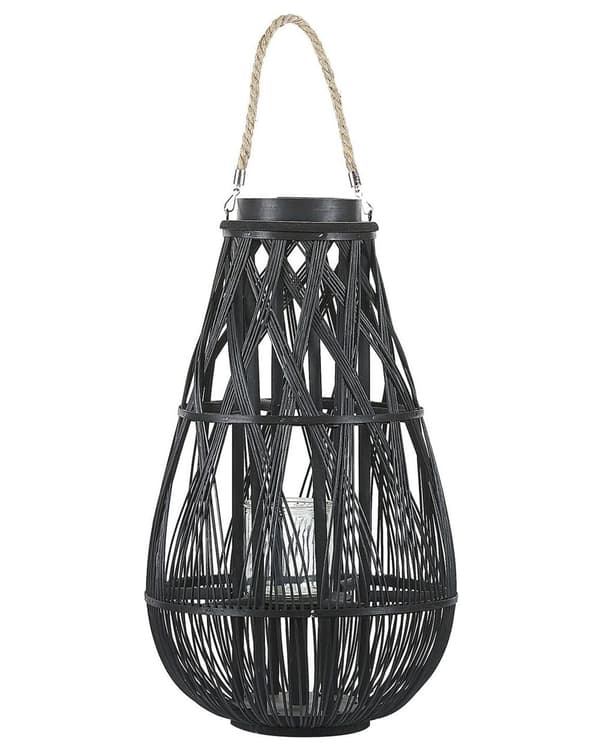 Dekorativ sort bambus lanterne 56 cm Dekorativ lanterne til et stearinlys
