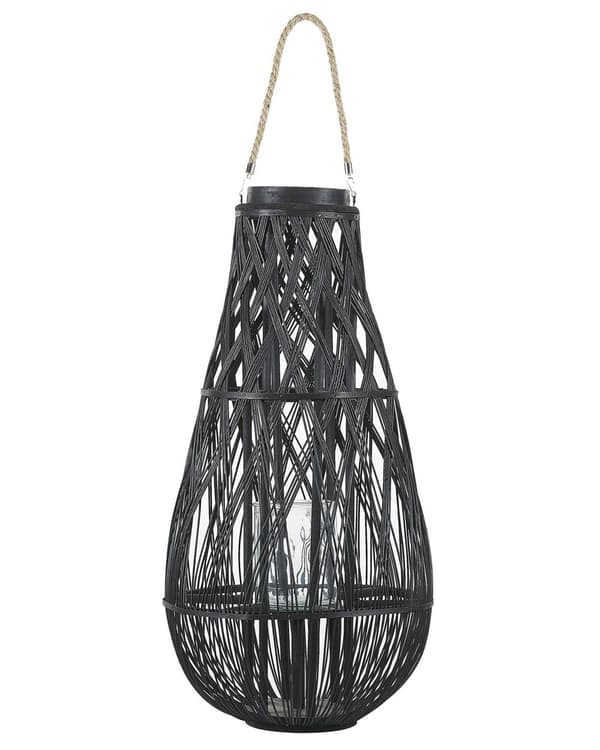 Dekorativ sort bambus lanterne 77 cm Dekorativ lanterne til et stearinlys