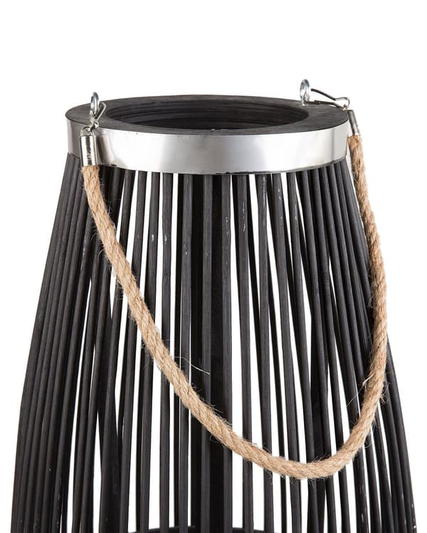 Dekorativ lanterne sort bambus træ 84 cm Lanterne dekoration til et stearinlys