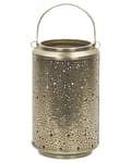 Pikkukuva 4 / 6: Lyhty kulta metalli rauta reiällinen kuvio 25 cm korkea kahva vintage tyyli
