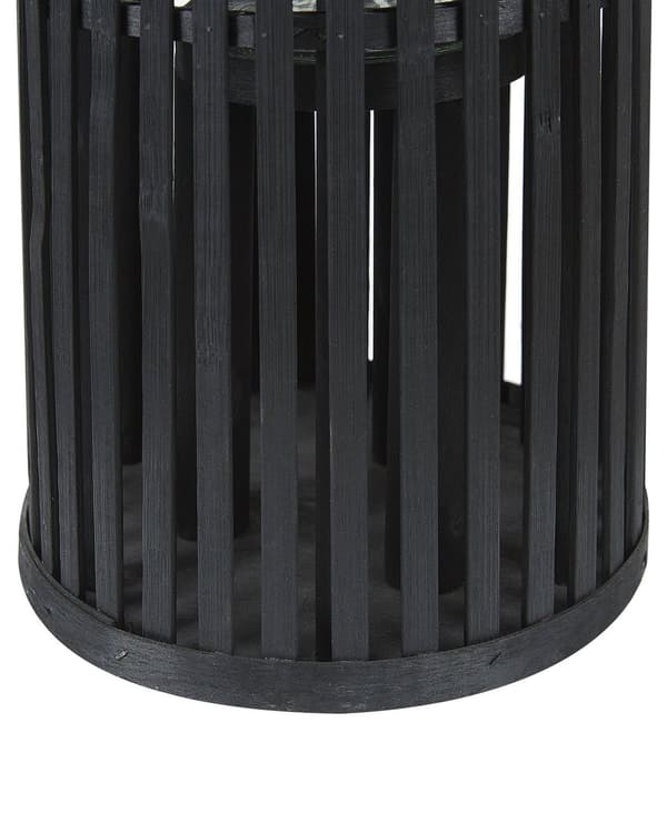Lanterne Beige Sort Piletræ og Glas ø 21 x 40 cm Dekorativ Stearinlys Holder Bloklys Naturlig Boho Udendørs Indendørs til Haven Terrasse